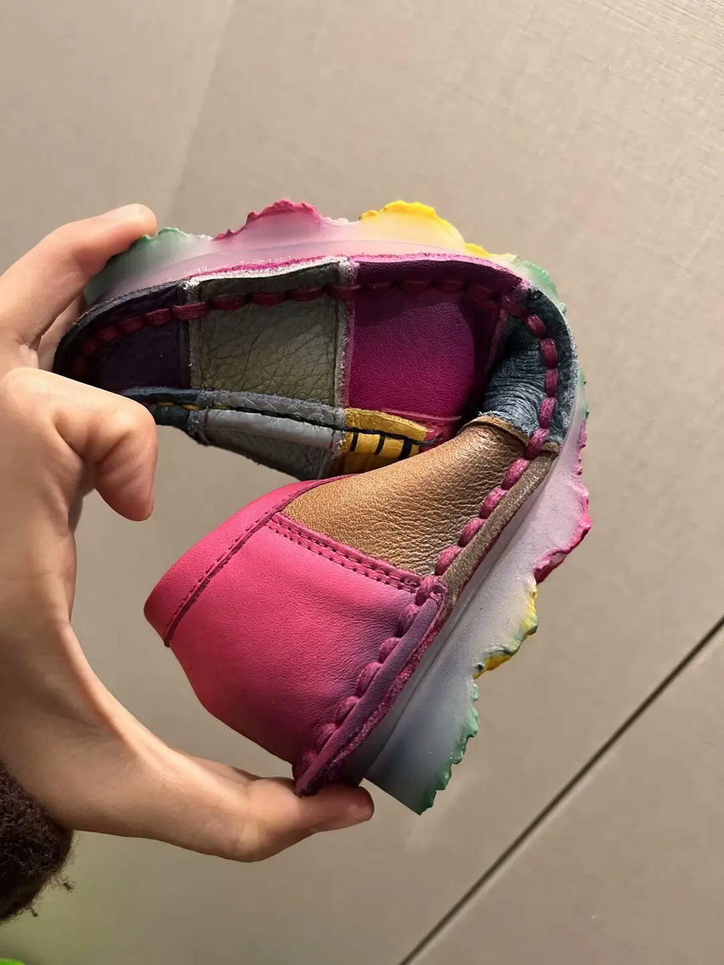 Birkuir Retro Mixed Colors Flats Women Shoes Soft Soles Loafers Shoes Genuine Leather Slip On Luxury Casual size 41 42 Shoes