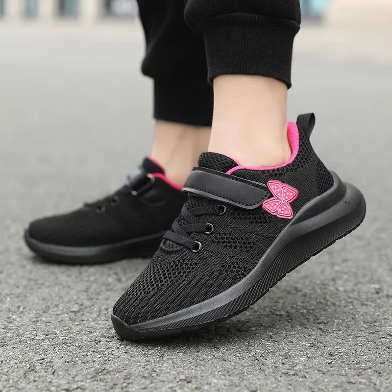 Children's sports shoes, girls' breathable leisure shoes, outdoor sports shoes, mesh surface anti slip fashionable running shoes