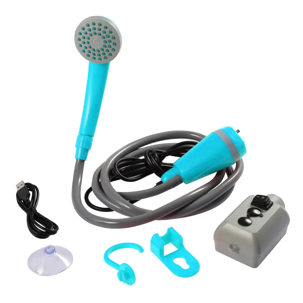 Portable Camping Shower Outdoor Camping Shower Pump Rechargeable Shower Head Outdoor Camping Equipment Hiking Traveling Supplies