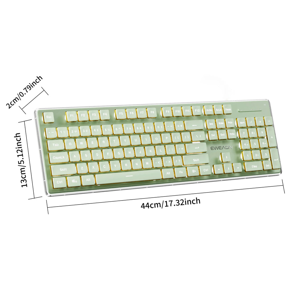 EWEADN Wireless Gaming Keyboard and Mouse Set, 104 Silent Keys, Backlit, All-Metal Panel, Ergonomic, Quiet Typing