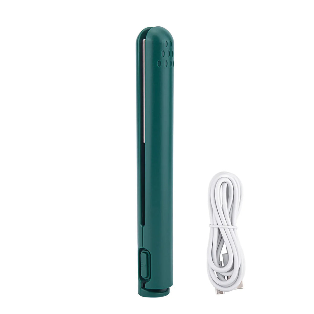 Heating Straightening Iron Mini 2 in 1 Hair Straightener USB Ceramics Heating Straightening Curling Flat Iron