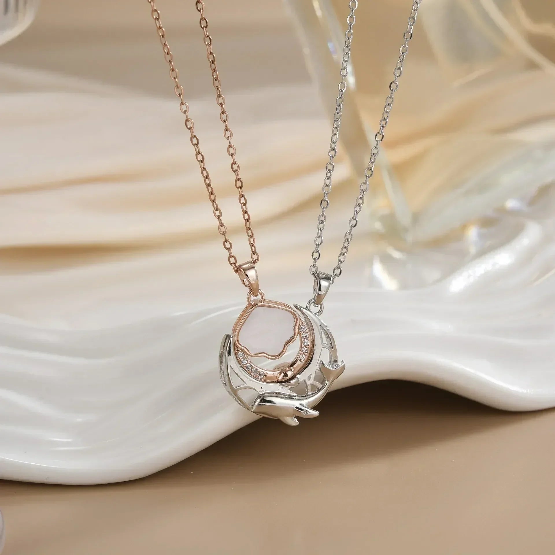 LATS New Stainless Steel Magnetic Sun Moon Couple Necklace Fashion Chain for Men and Women Good Friend Gifts Trend Jewelry