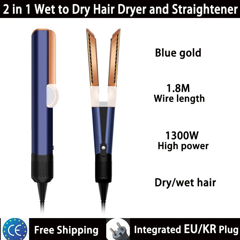 2-in-1 Hair Straightener and Dryer Combo - Negative Ion Heating Flat Iron for Quick, Long - Lasting Hair Styling at Home，salon