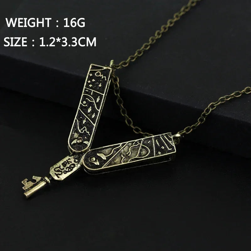 Grimm Box Key Can Open Necklace Bronze Color Alloy Pendant Necklace for Men Women Lolita Vintage Jewelry Accessories Gift