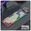 Mecha Style Gaming Wired Keyboard Mouse Set Rainbow Glow Backlit 98 Keys Metal Panel Laptop Desktop