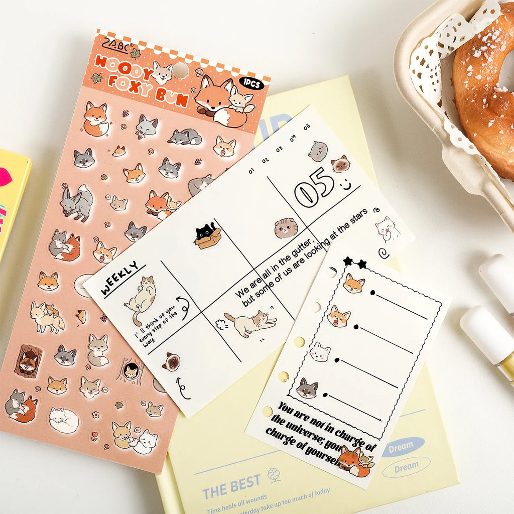 1 Sheet Kawaii Pet Clear PET Sticker, Mini Dog Cat Panda Rabbit