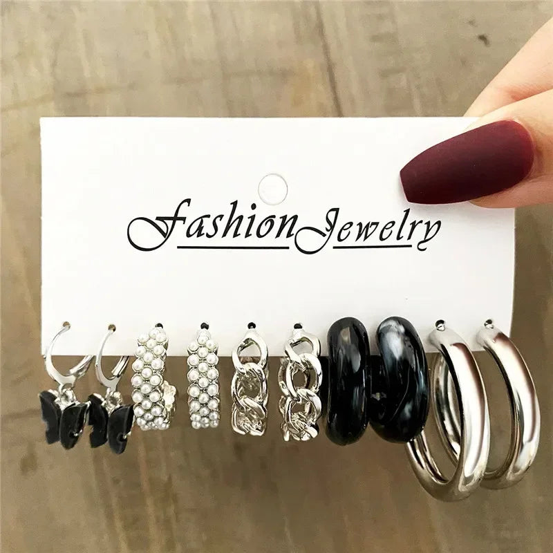 LETAPI Vintage Gold Color Circle Earrings for Women Girls Geometric Twist Dangle Earring Set New Fashion Jewelry Party Gifts