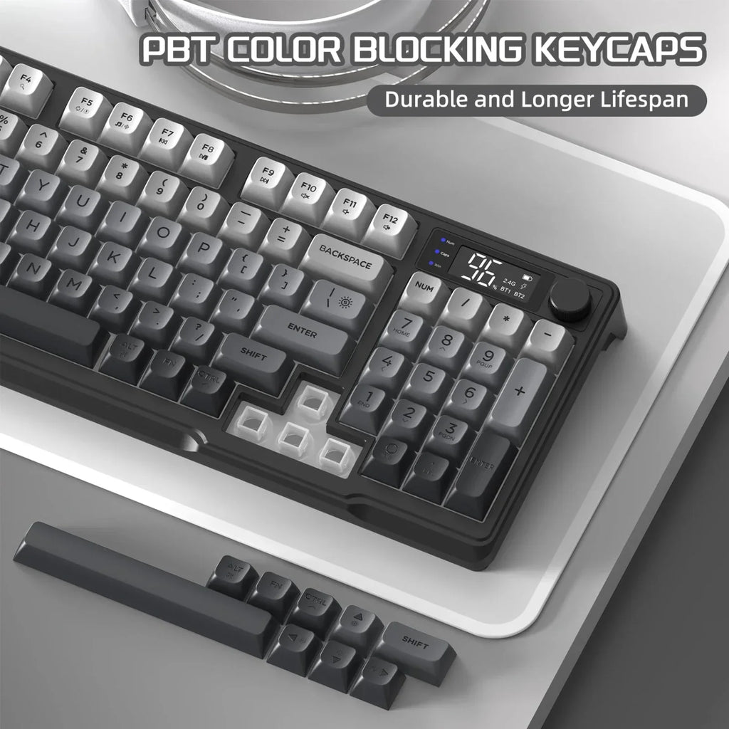 M96 Wireless Keyboard and Mouse Set, Bluetooth&2.4G, Smart Screen, 96 Keys, RGB, Silent Keyboard Mouse Combo