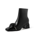 2026 NEW Autumn/Winter Women Boots Square Toe high Heel Shoes Split Leather Women Shoes Elegant Ankle Boots Zip Modern Boots