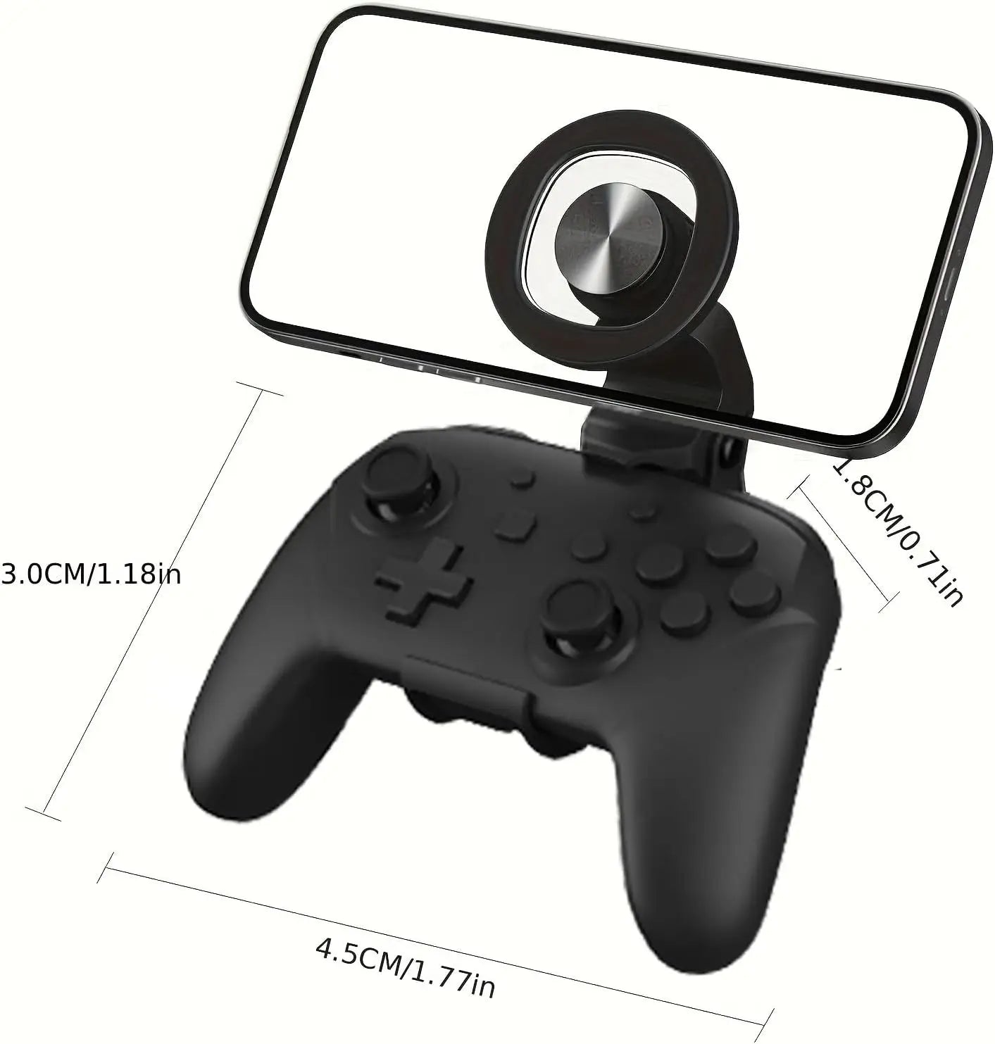 Magnetic Phone Clip for Game Controller, Adjustable Bracket Compatible with Switch Controller, Universal for Android & iOS Phone