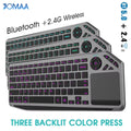 Bluetooth Wireless Keyboard with Touchpad 7-Colors Backlit 2.4g Rechargeable Trackpad Keyboard for Smart TV, IOS IPhone/IPad