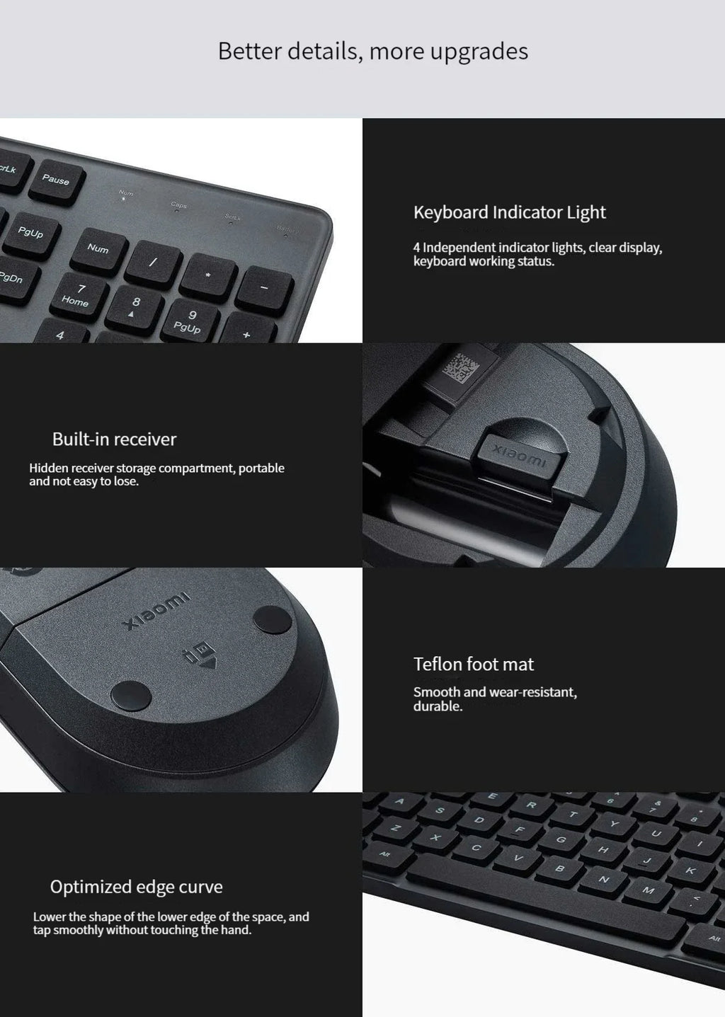 Original Xiaomi Wireless Keyboard & Mouse Set 2 104 keys Keyboard 2.4 GHz USB Receiver Mouse for PC Windows 10