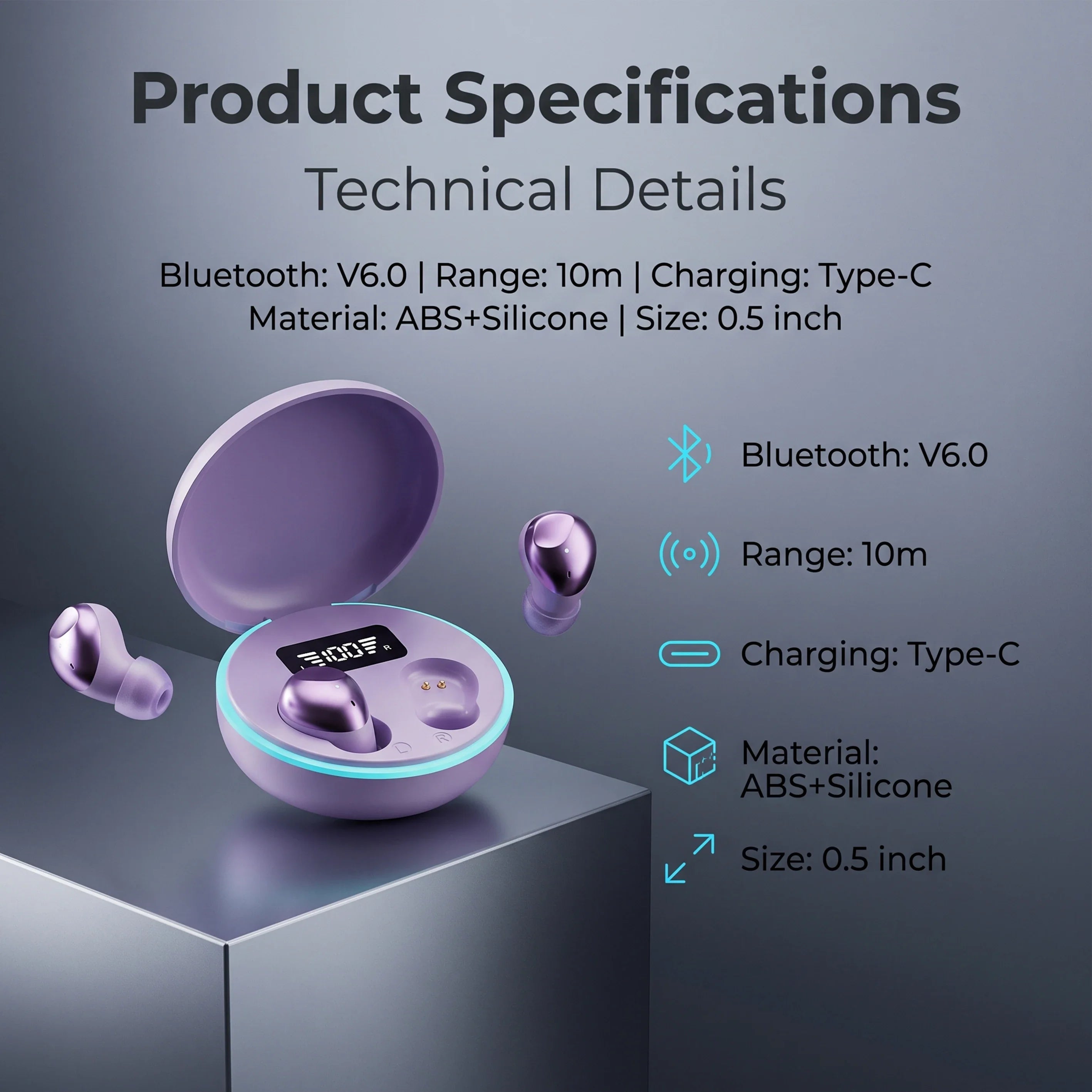 Bluetooth 5.3 Earbuds, Clear Calls, 32H Playtime, Hi-Fi Sound, Lightweight Comfort, USB-C Charging