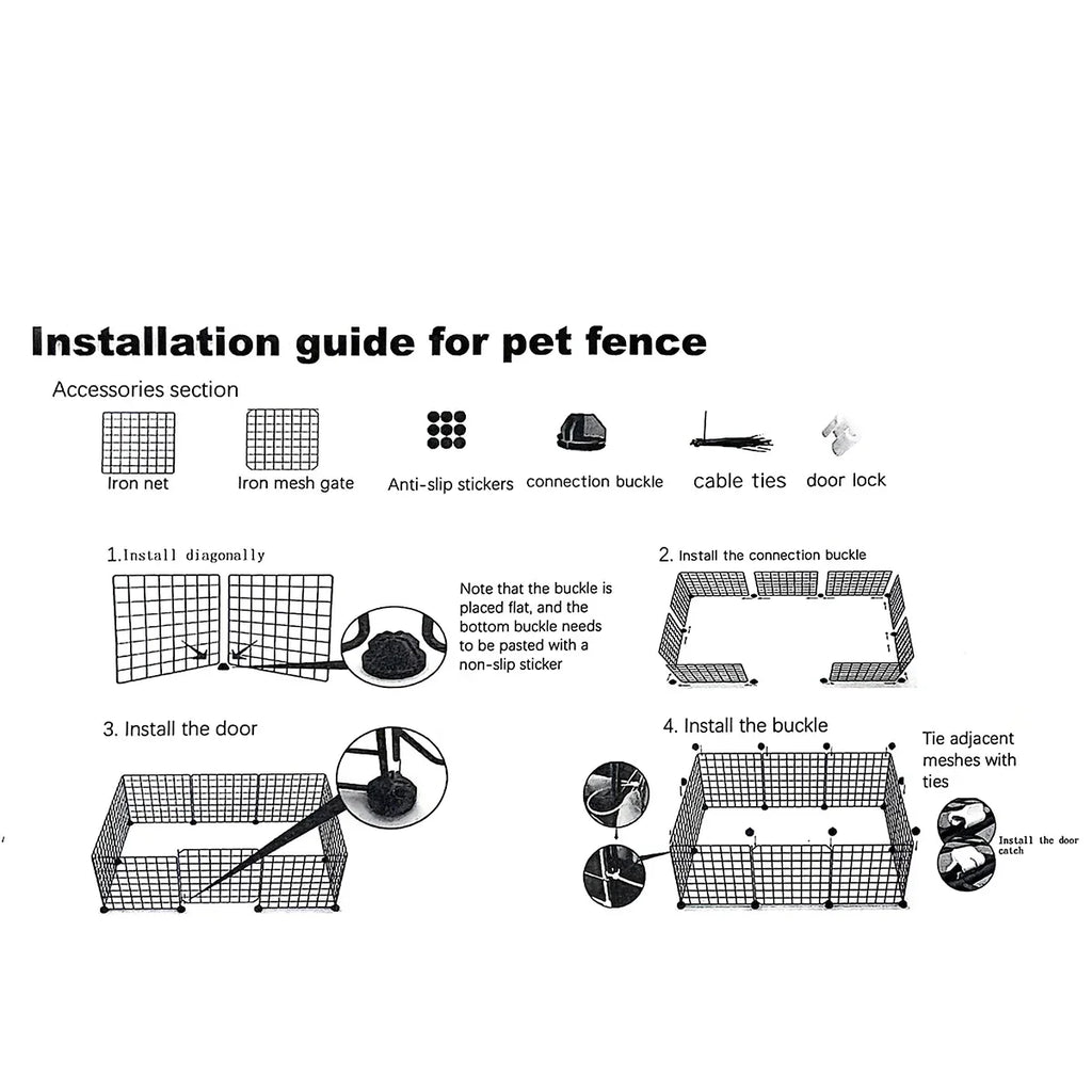 DIY Pet Fence Panels Simple Wire Mesh Panels for Rabbit Cat and Dog Cages Stackable Assembleable Fences Multi Functional Cages