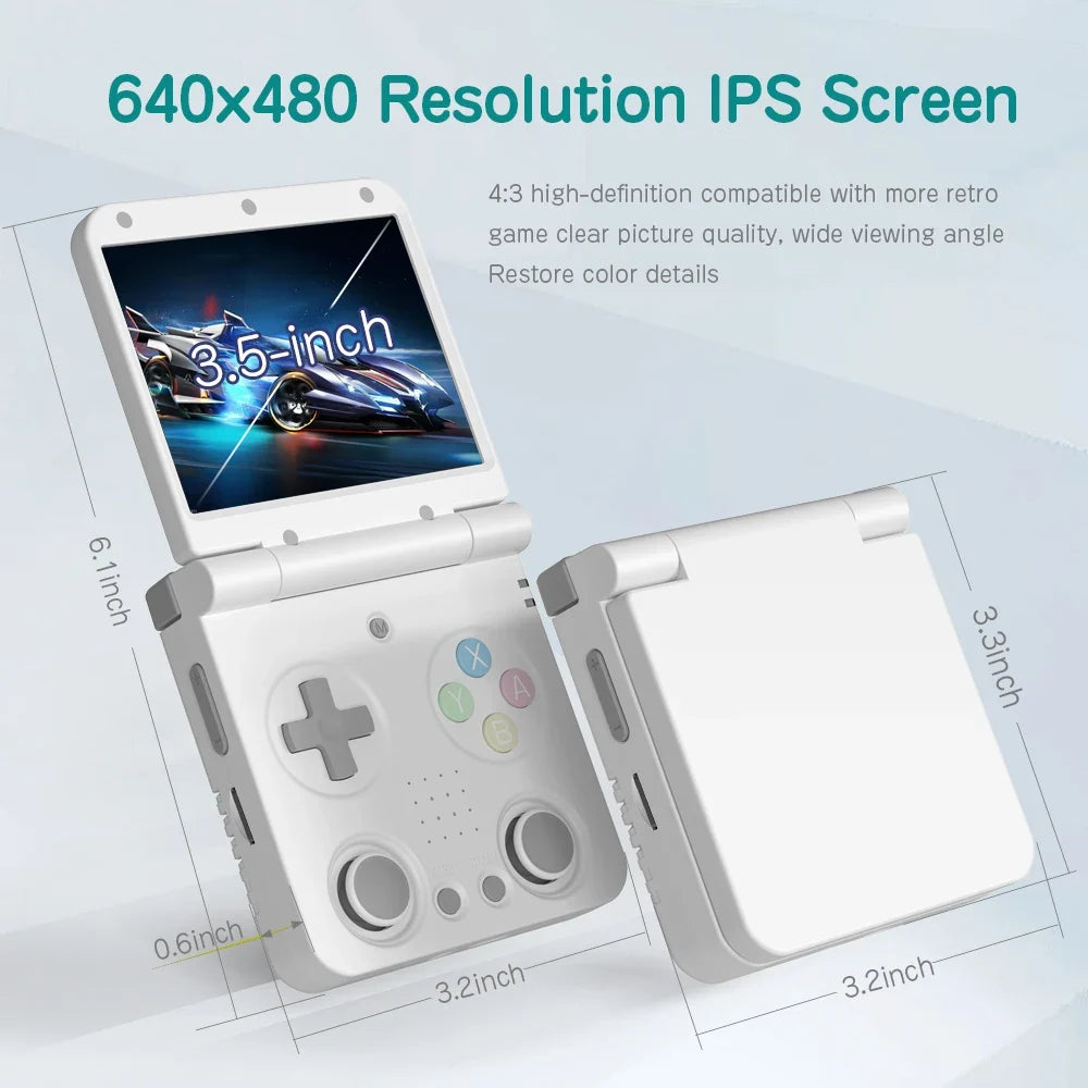 MIYOO Flip V2 Handheld Game Console 3.5''IPS Screen Retro Compact Portable Game Machine for On-the-Go Entertainment Players Gift