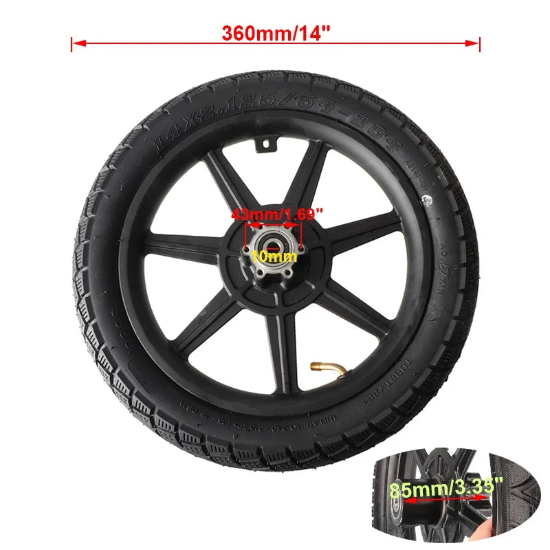 Electric Scooter Bike14 inch Front Wheel 14x2.125 Tyre 140mm/160mm Brake Disc For E-bike Folding Bicycles Motorcycle Accessories
