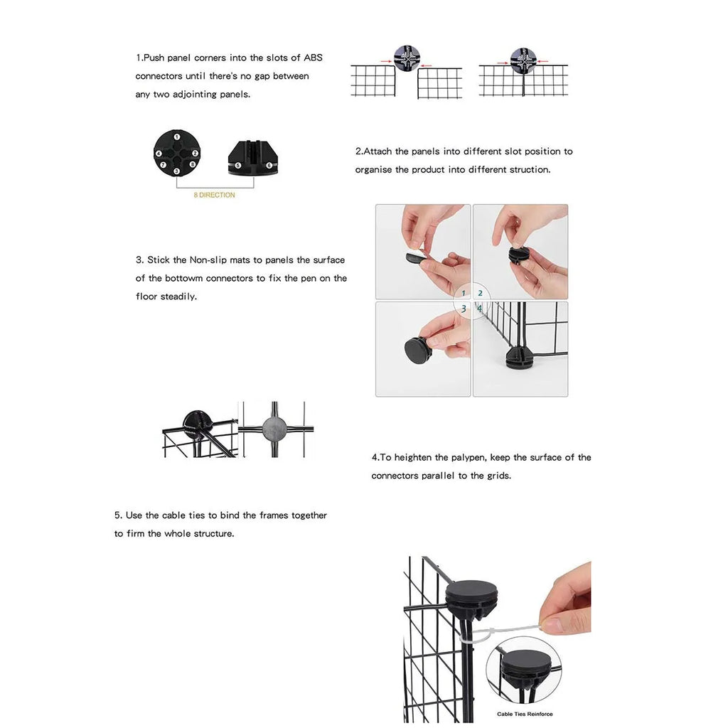 DIY Pet Fence Panels Simple Wire Mesh Panels for Rabbit Cat and Dog Cages Stackable Assembleable Fences Multi Functional Cages