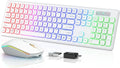 Wireless Backlit Keyboard and Mouse Combo - Rechargeable Full-Size 2.4GHz Illuminated Set for Enhanced Productivity
