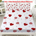 1pc Red Hearts Print Fitted Sheet Deep Pocket Elastic Mattress Cover