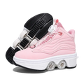 Unisex Automatic Retractable Roller Skates Women's High Top Sports Shoes with Wheels Dual-purpose Skating Sports Shoes