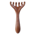 Natural Golden Sandalwood Six-Claw Scalp Massager Gua Sha Tool Back Scratcher Spa Handheld Meridian Massage Comb Hair Care