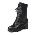 SIMLOVEYO Rubber Lace Up Black Autumn Chunky Boots big size 46 Ankle Boots Women Platform Shoes Ladies shoes women shoes Hot