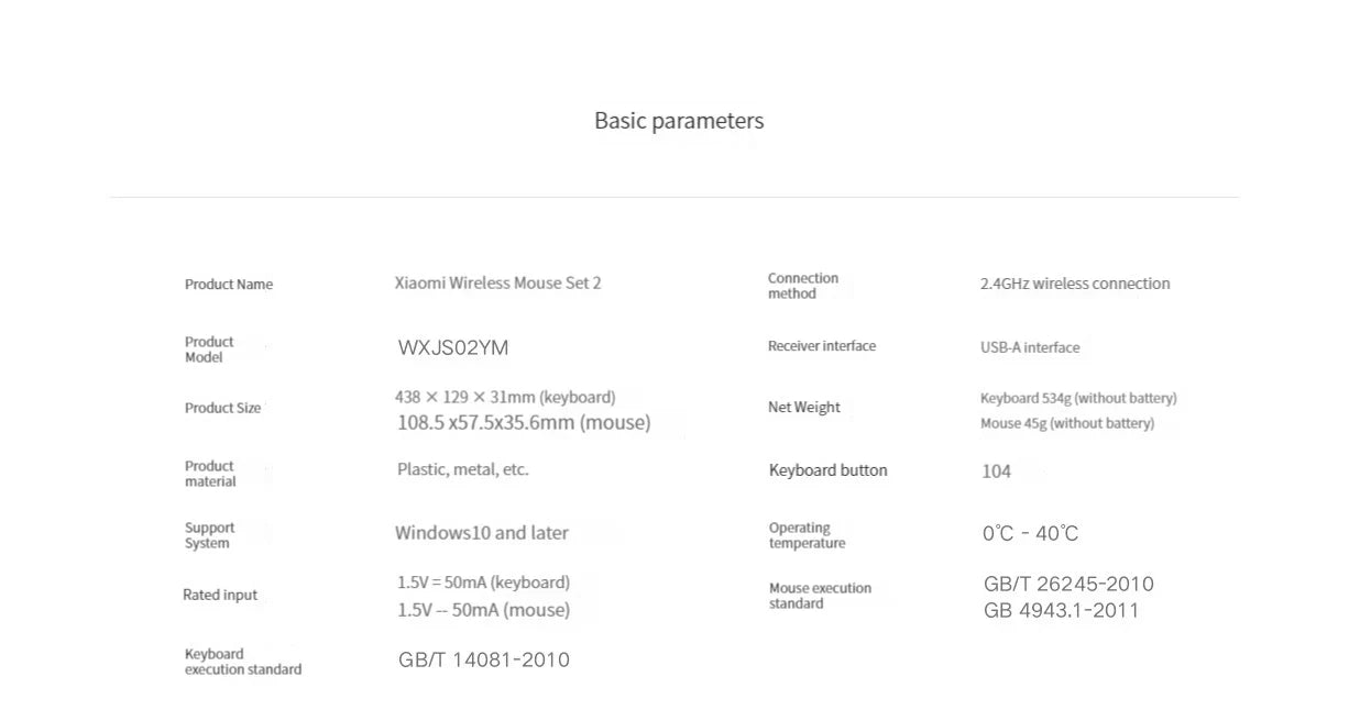Original Xiaomi Wireless Keyboard & Mouse Set 2 104 keys Keyboard 2.4 GHz USB Receiver Mouse for PC Windows 10