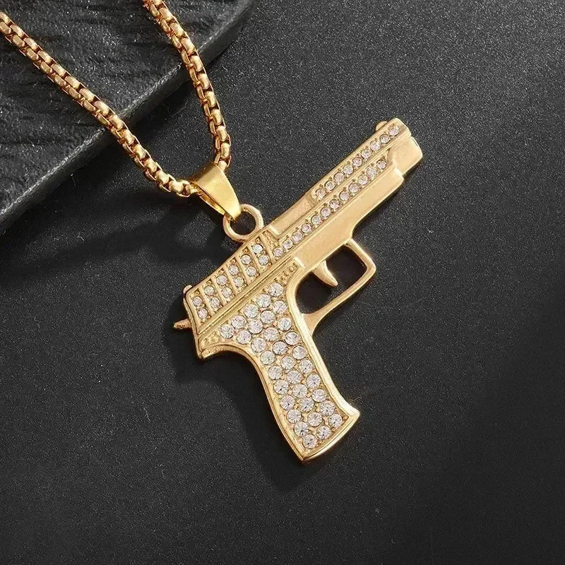 Ice Out Zircon Polite Gesture Middle Finger Necklace Men Women Punk Hip Hop Rap Rock Party Jewelry Gift