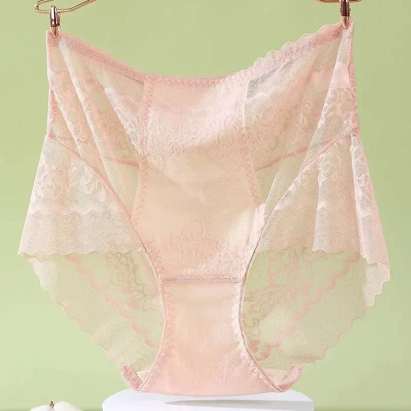 XL-3XL Big Size Women Lace Panties Summer Transparent Hollow Briefs Female  Lingerie Sexy Underwear Breathable Underpants New