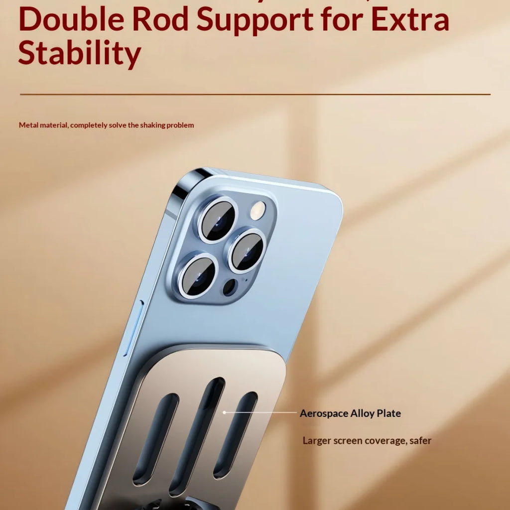 New model of portable, rotatable, foldable, all-metal tablet stand for tablets and phones under 9 inches, perfect for lazy users