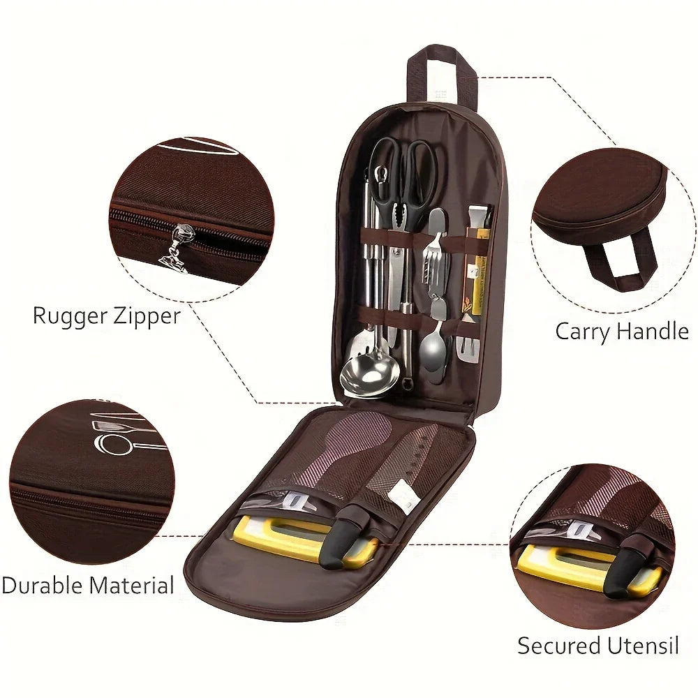 Outdoor Cooking Bag Camping Storage Bag PortableCooking Utensil Organizer Storage Pouch Picnic Bag  Utensil Storage Pouch