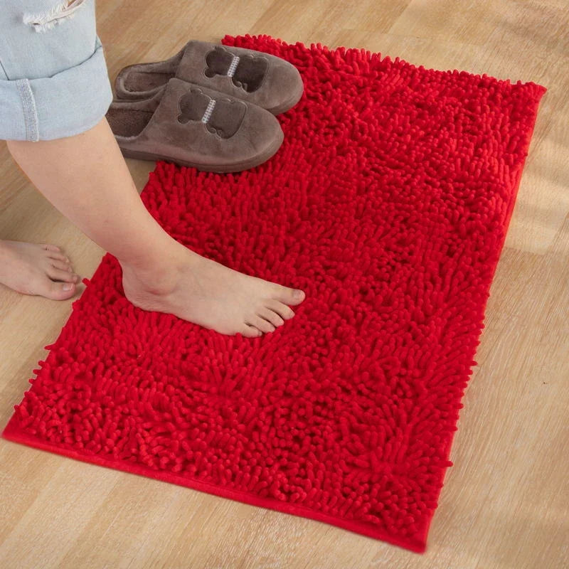 Chenille Bathroom Carpet Non Slip Bath Mat Soft and Comfortable Plush Living Room Door Bathroom Absorbent Foot Floor Matscarpet