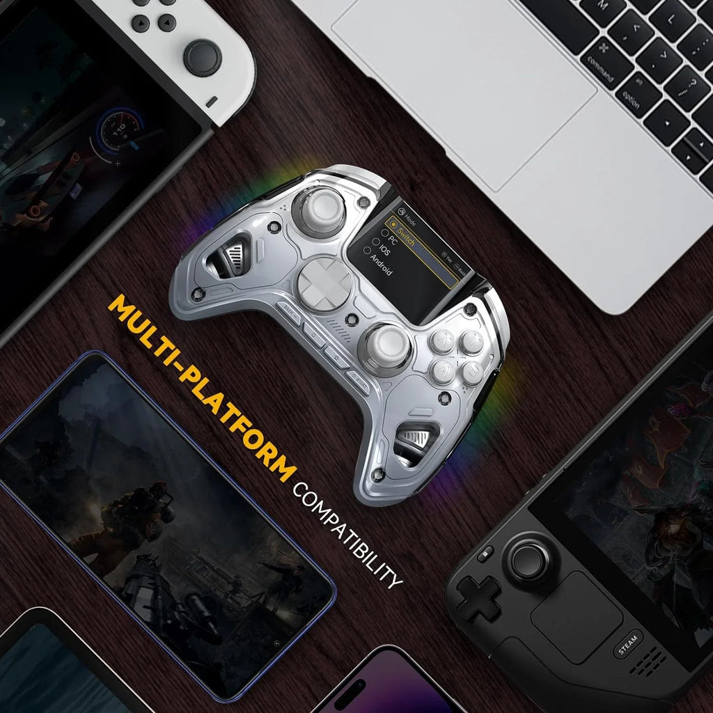 Manba One V2 Wireless Gaming Controller for Switch/PC/iOS/Android Hall Effect Stick RGB Light 1800mAh with Charging Dock