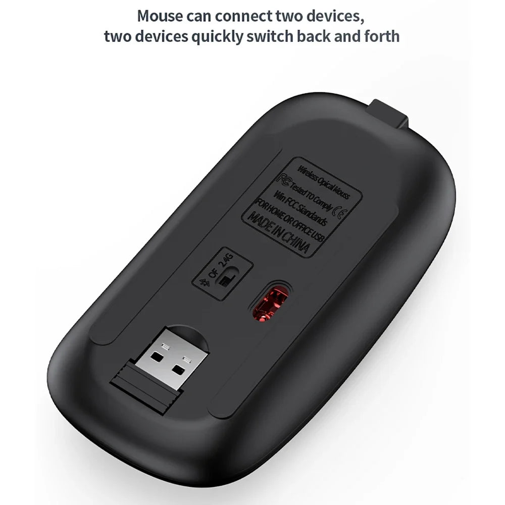 2.4G Wireless & Bluetooth Rechargeable Ultra-Thin Keyboard Mouse Set for Computer, Office, Gaming, iPad - Silent Slim Design