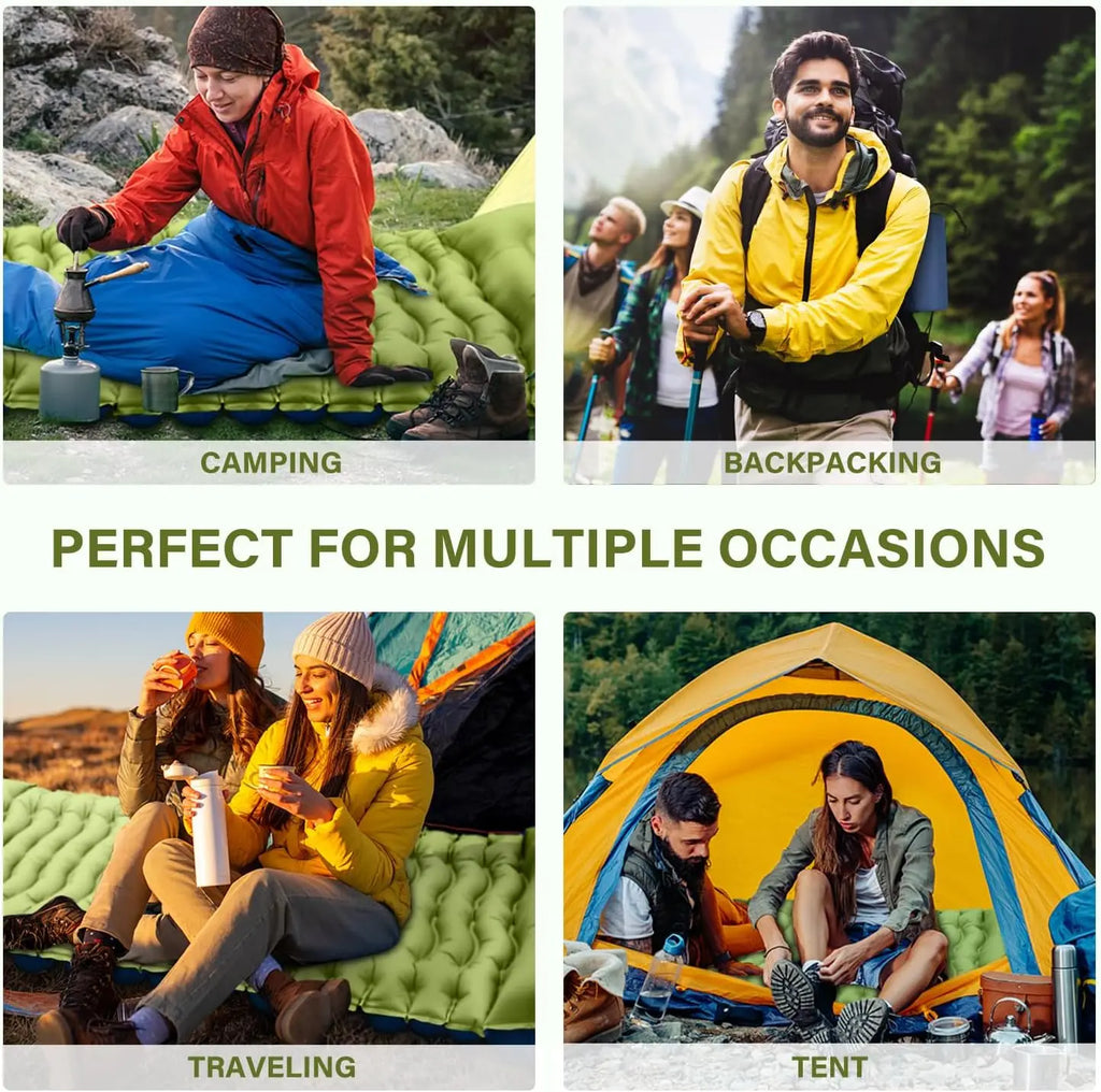Outdoor Camping Inflatable Mattress Sleeping Pad With Pillows Ultralight Air Mat Built In Inflator Pump Hiking