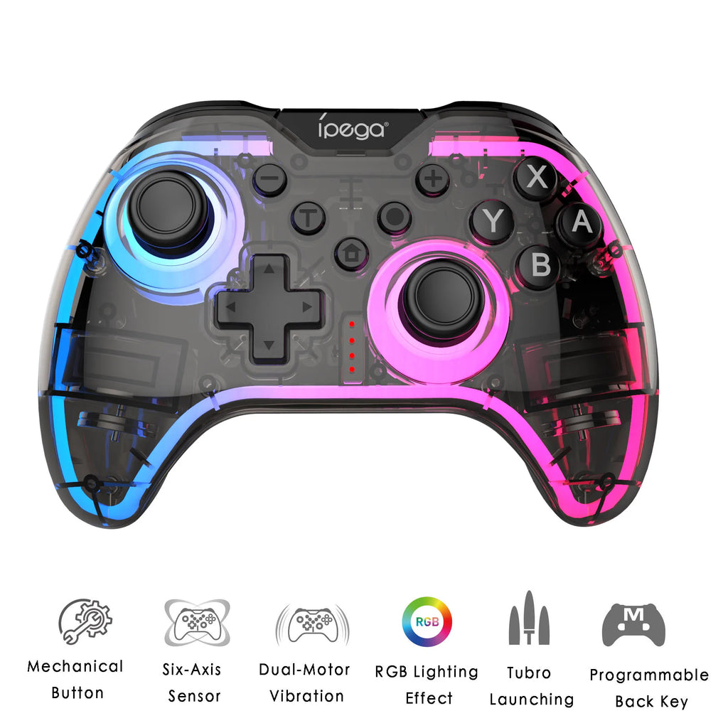 Wireless Game Controller SW123 for Switch2/Switch/PC with Dual-Motor Vibration,Six-Axis Motion Sensing,RGB Lighting&Turbo