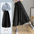 Summer Pantskirt Set for Female Korean Style Loose Short Sleeve Shirt+Casual Wide Leg Pants Fashion Two Piece Sets Women Outfits