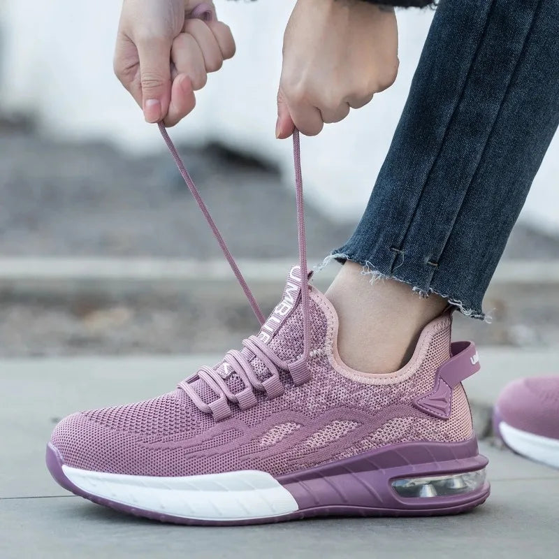 Women Shoes Breathable Indestructible Safety Shoe Anti Smash Anti Puncture Steel Toe Construction Work Boots Spring Women Sneake