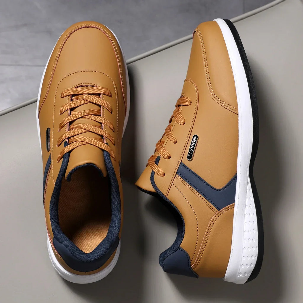 Men's Running Shoes 2025 Autumn Shock-absorbing Sports Shoes Plus Size Yellow Flat Bottomed Lightweight Casual Walking Shoes