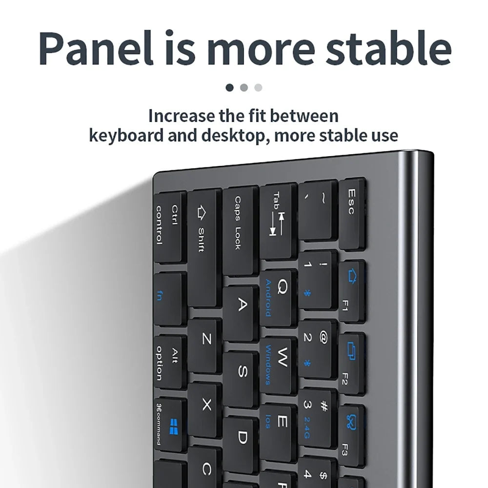 2.4G Wireless & Bluetooth Rechargeable Ultra-Thin Keyboard Mouse Set for Computer, Office, Gaming, iPad - Silent Slim Design
