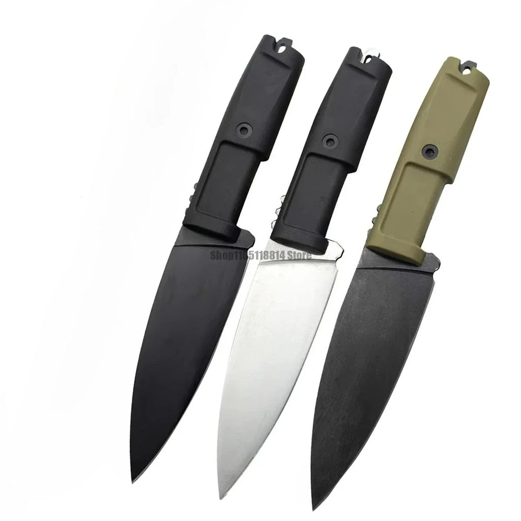 Camping Knife with Straight Steel Blade, G10 Handle, Anti-Slip Rubber, Stainless Steel