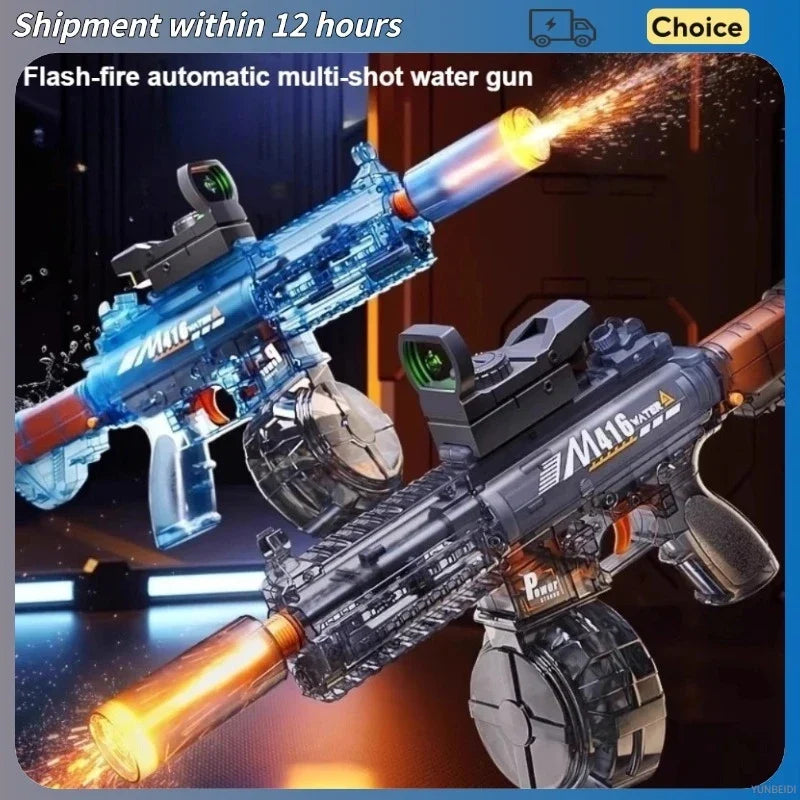 M416 Electric Water Gun Fully Automatic with Flash, High-speed Continuous Shooting Summer Outdoor Toy Water Gun Children's Gift