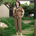 Summer 2025 Plus Size Cotton Linen Comfortable Women's Two-piece T-shirt+pants Buttoned T-shirt Set Outdoor Retro