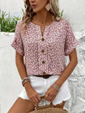 Plus Size Women's Shirts 2025 Spring Summer New Fashion Casual Floral Printing V-Neck Short Sleeve Blouses Korean Style Clothing