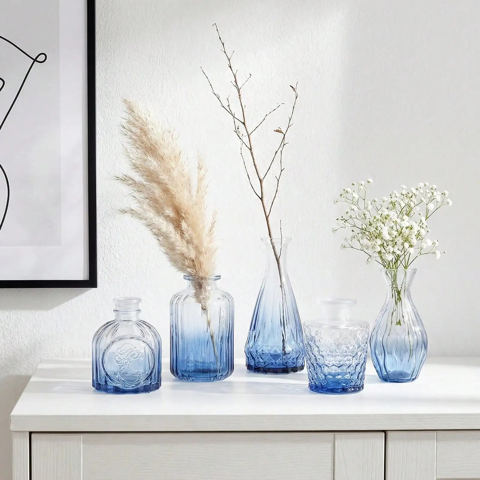 12 Pack Glass Bud Vase Set, Small Vintage Flower Vases for