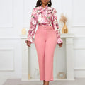 2 Piece Set  Clothes for Women Spring Clothing 2024 New Plus Size Outfit Print Shirt Pants Matching Sets With Belt