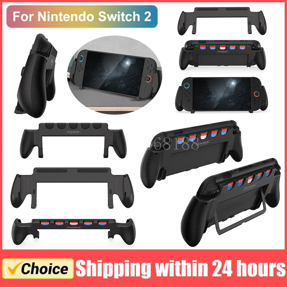 For Switch 2 Grip with Stand Comfortable & Ergonomic Grip Holder 5 Game Slots Anti Slip Hand Grip Stand