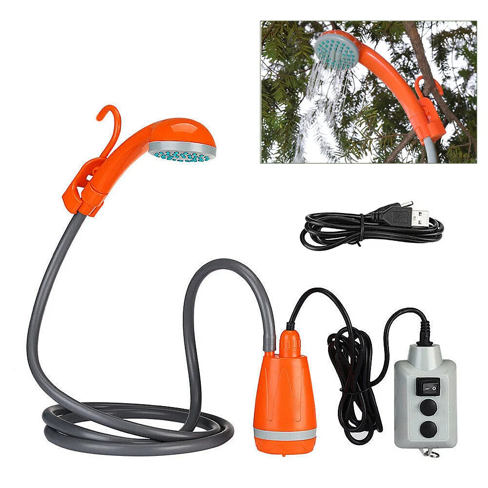 Portable Camping Shower Outdoor Camping Shower Pump Rechargeable Shower Head Outdoor Camping Equipment Hiking Traveling Supplies