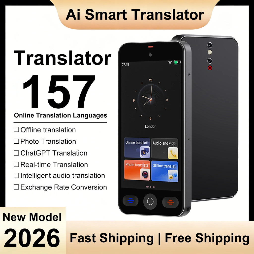 Language Translator Device with 148 Languages Voice Portable Ai  Translating Offline Translation Support Voice Video Recording