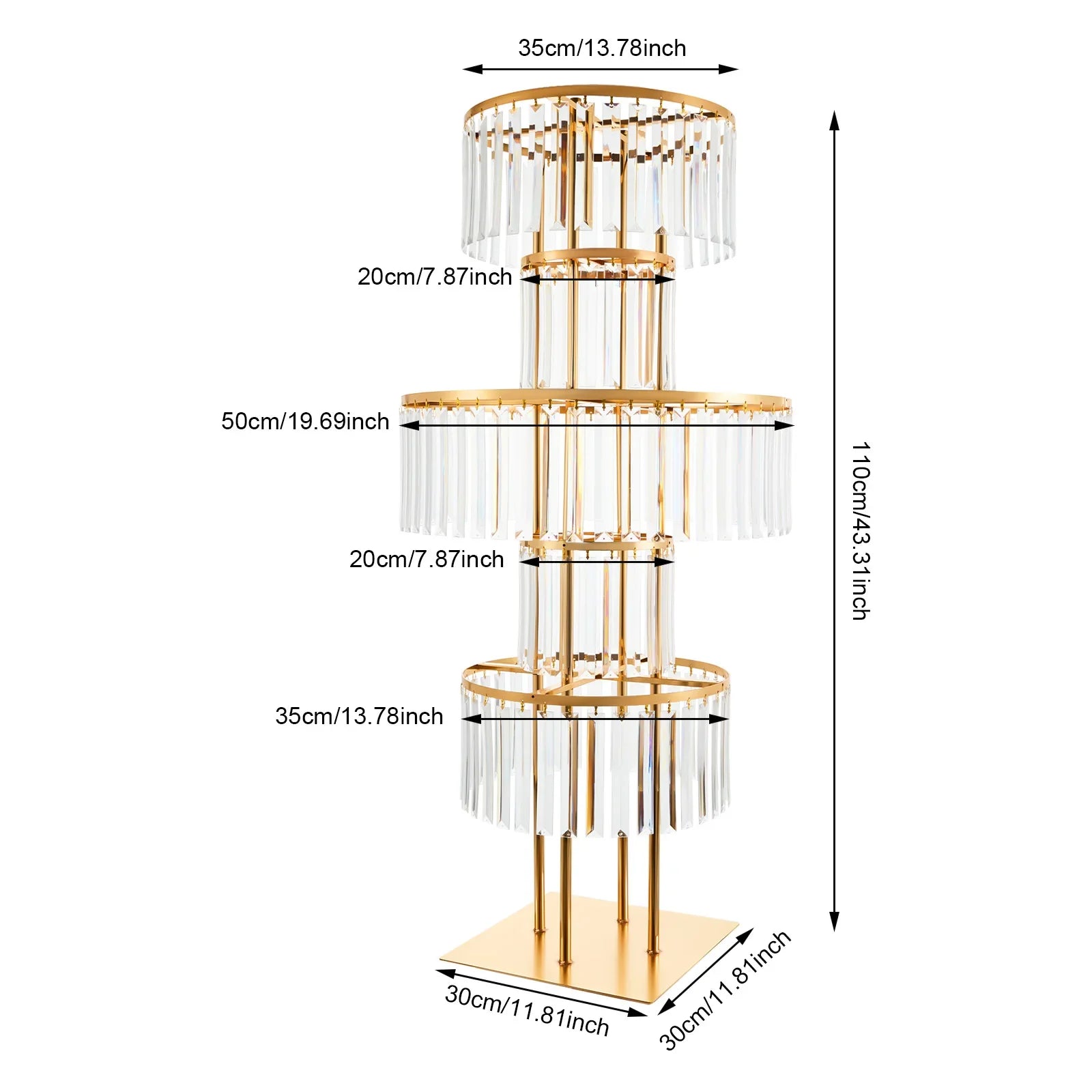 5 Tiers Gold/Silver Wedding Centerpieces Flower Stand Vase Centerpiece Acrylic Flower Stand with Hanging Acrylic